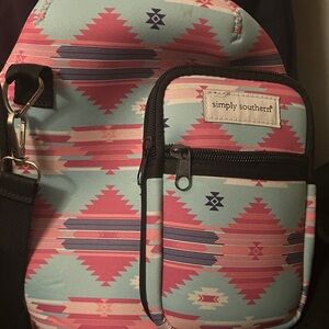 Simply Southern Geometric Pattern Shoulder Bag - Pink and Blue